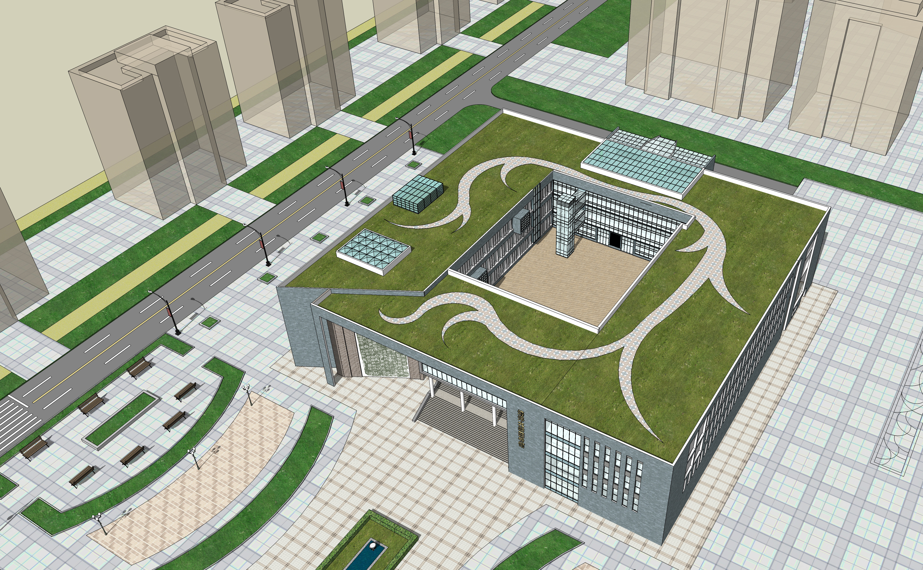 大学图书馆建筑设计方案sketchup模型