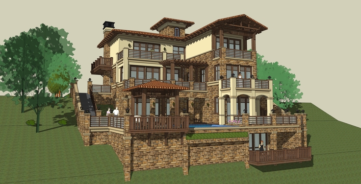 欧式风格独栋别墅sketchup模型