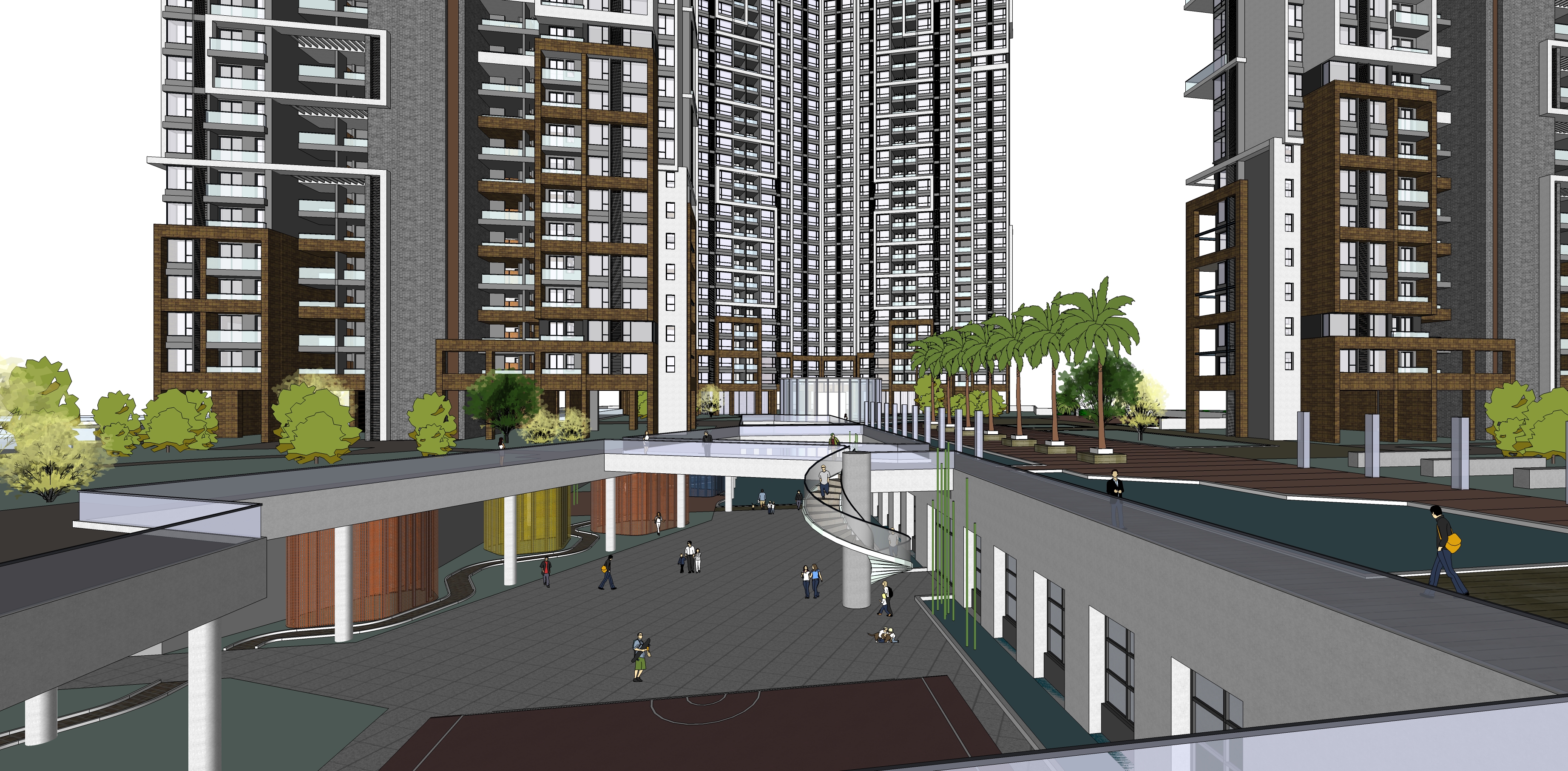 新河三角洲现代风格住宅小区规划方案sketchup模