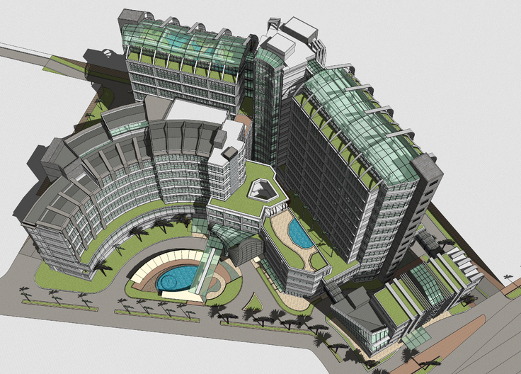 现代医院大楼规划方案sketchup模型
