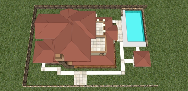 美式乡村风格两层独栋别墅sketchup模型