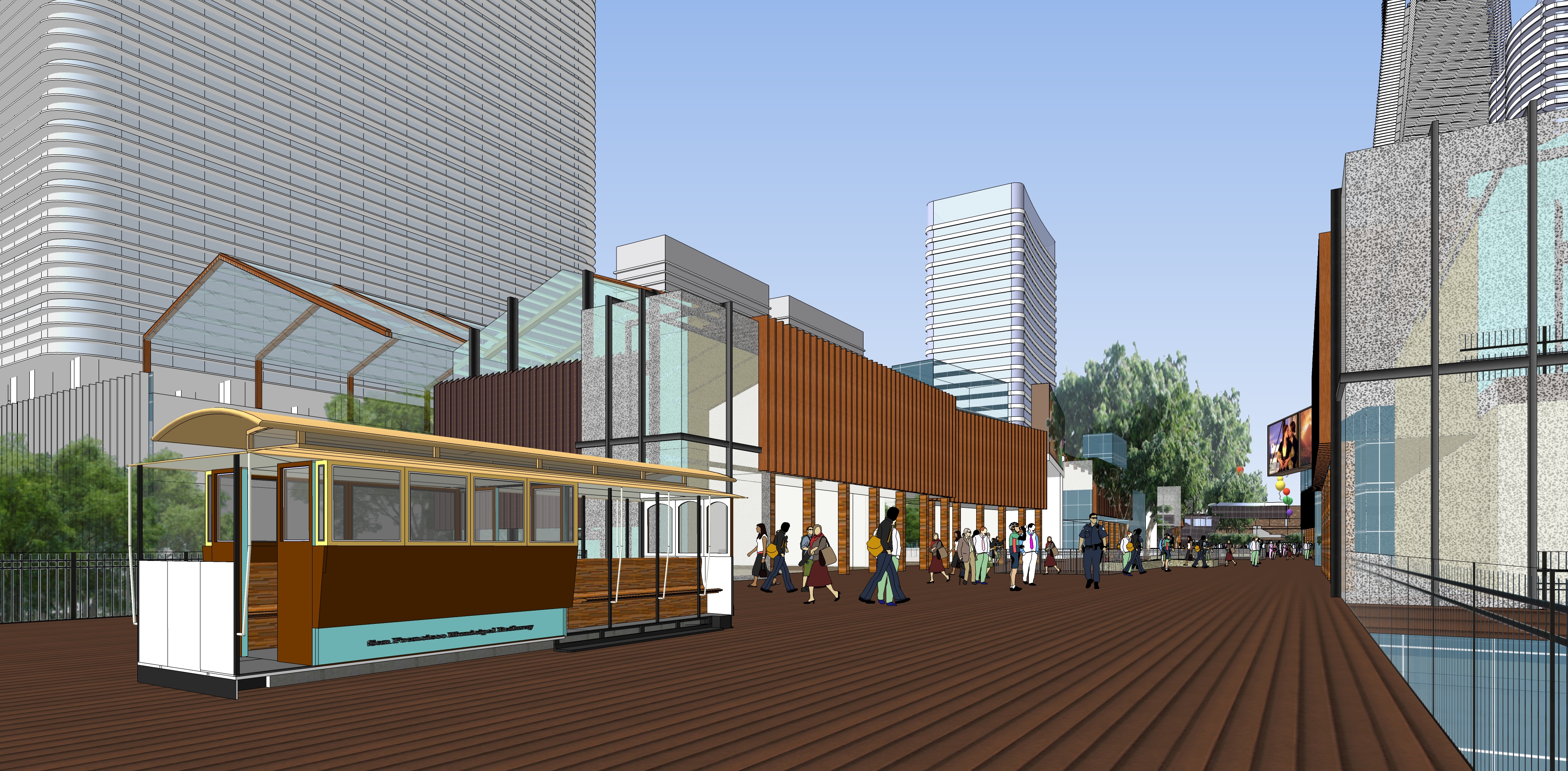 现代风格火车站站前综合体商业街sketchup模型