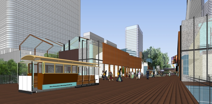 现代风格火车站站前综合体商业街sketchup模型