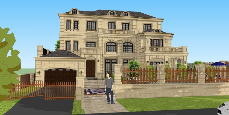 法式风格独栋别墅设计方案sketchup模型