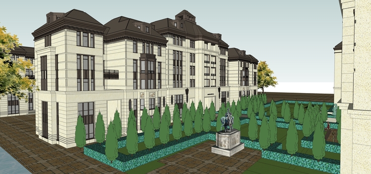 欧式风格多层住宅楼规划方案sketchup模型