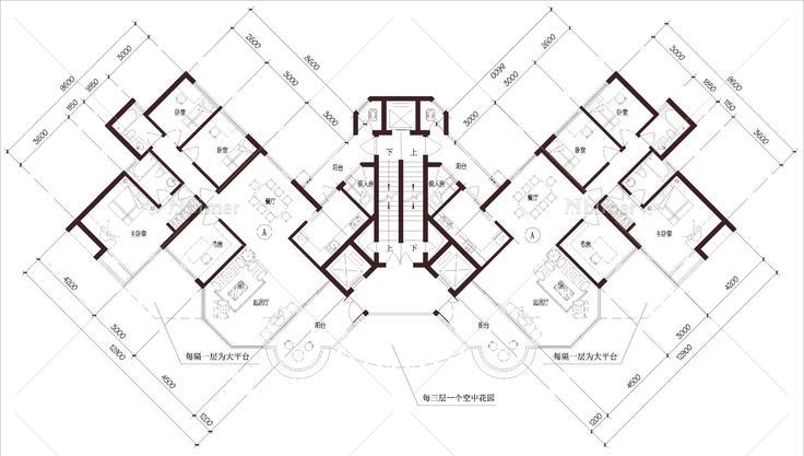 南方 1梯2户 33层 户型