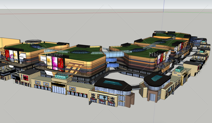 现代风格商业街建筑方案SketchUp模型