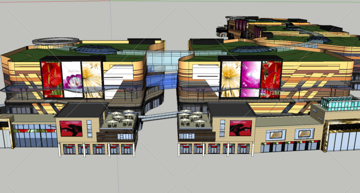 现代风格商业街建筑方案SketchUp模型