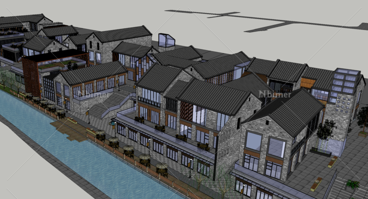 沿河古建商业街方案SketchUp模型