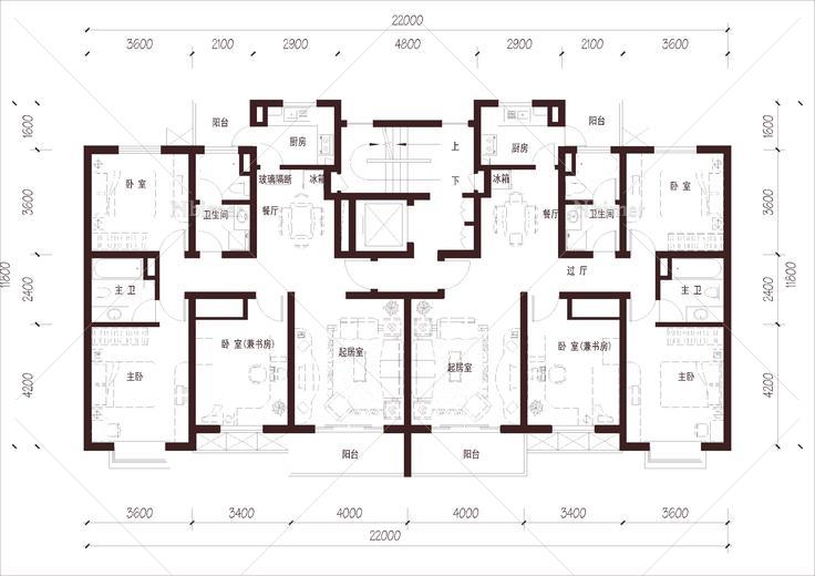 北方 1梯2户 11层 户型