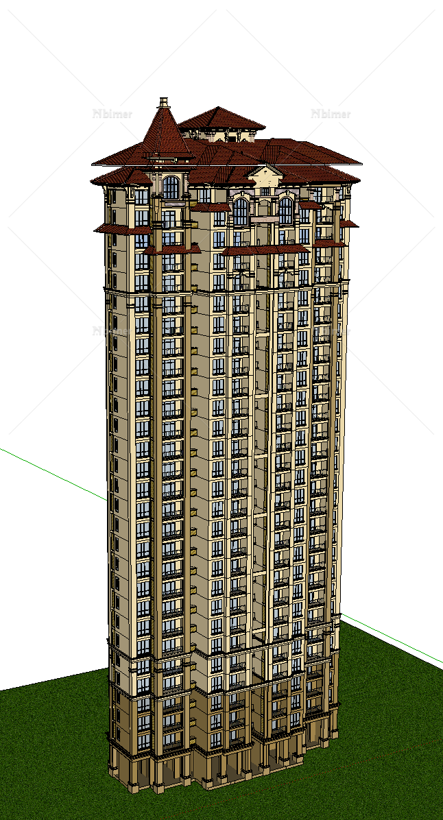 地中海风格高层住宅SketchUp模型