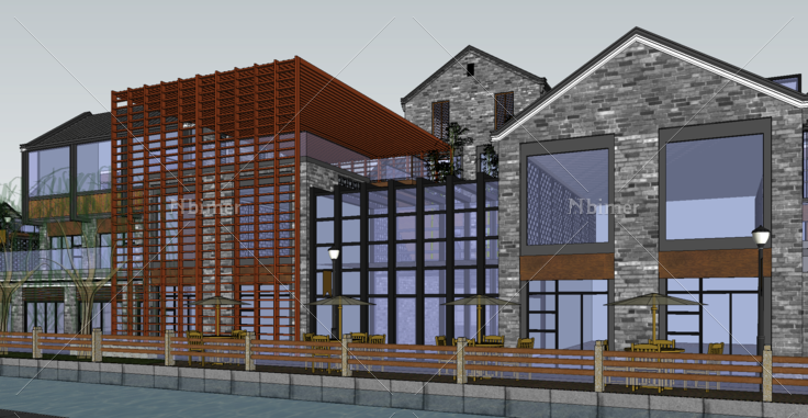 沿河古建商业街方案SketchUp模型