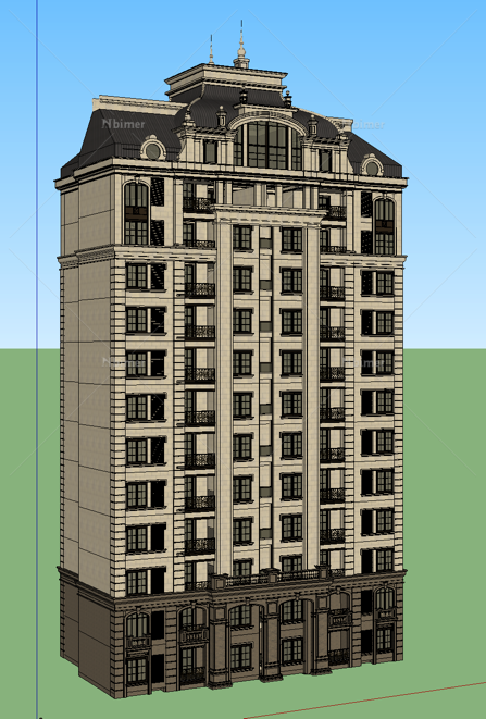 法式小高层住宅SketchUp模型
