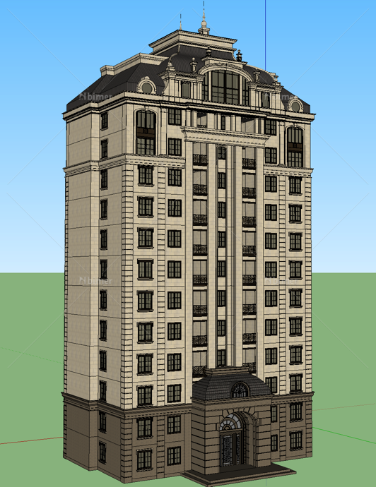 法式小高层住宅SketchUp模型