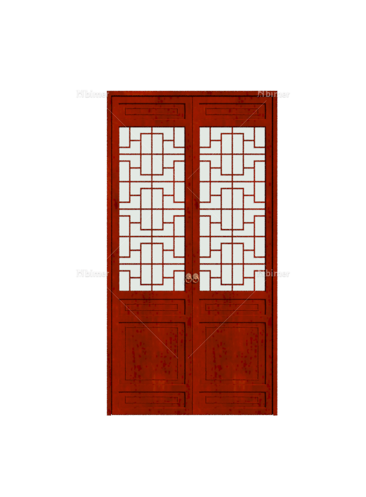 中式双扇木门