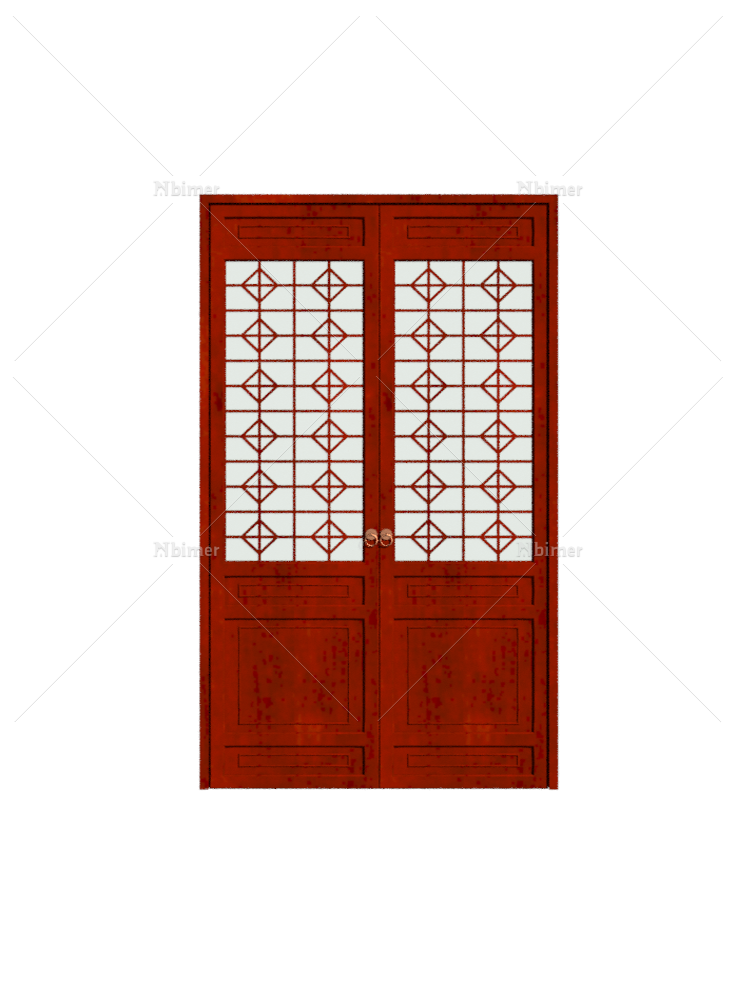 中式双扇木门