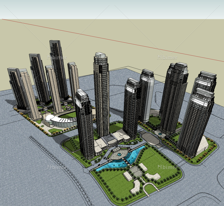 天津金融街超高层住宅SketchUp模型