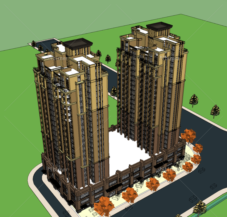 新古典风格高层住宅SketchUp模型