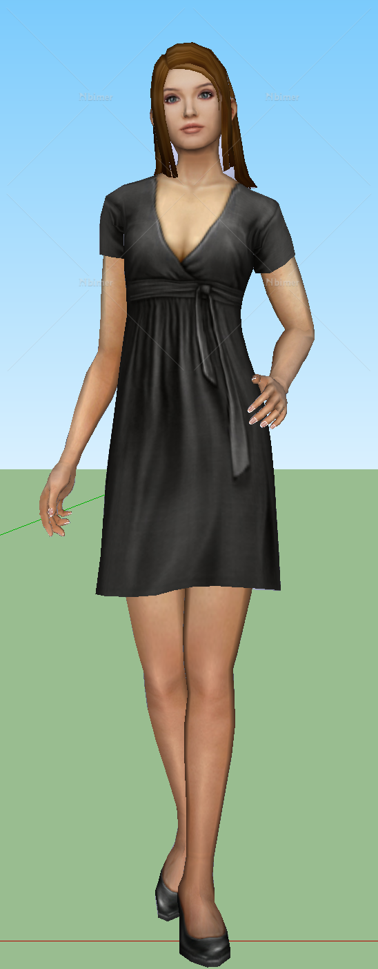 3D职业套裙美女SketchUp人物模型