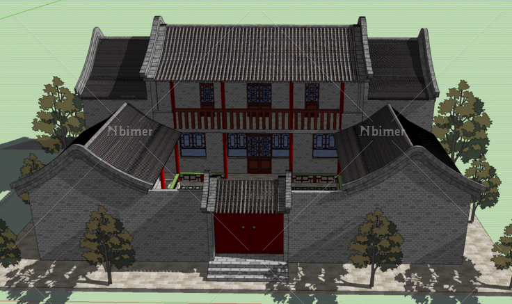 卷棚顶中国传统民居SketchUp模型