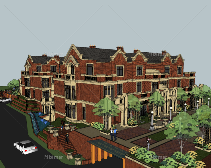 英式风格多层住宅SketchUp模型