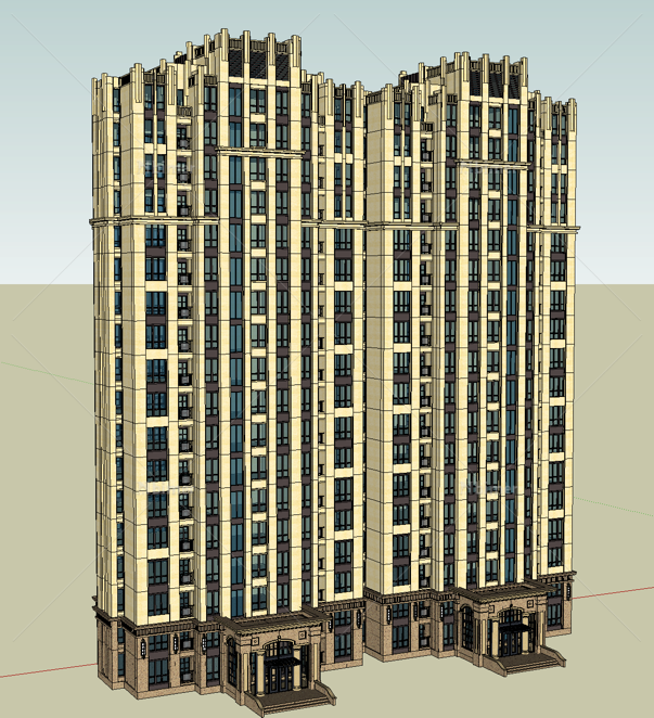 ArtDeco高层住宅单体SketchUp模型