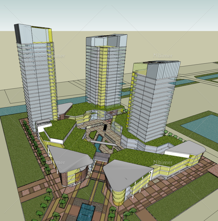 湖州商务中心区城市综合体Sketchup模型