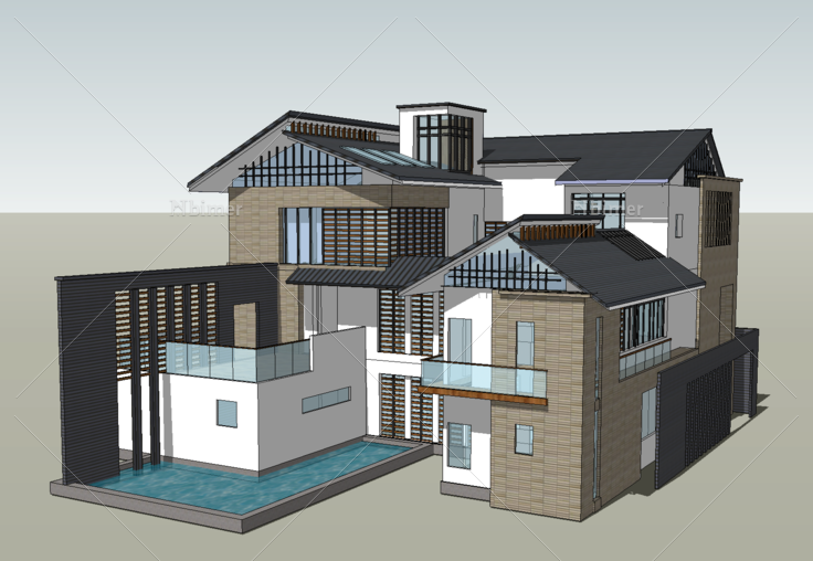 中式风格别墅SketchUp模型