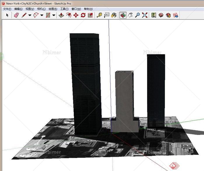 3栋现代高层邦建筑设计SU模型