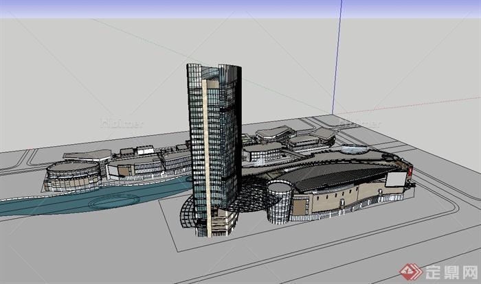 现代风格商业办公详细综合体设计su模型[原创]