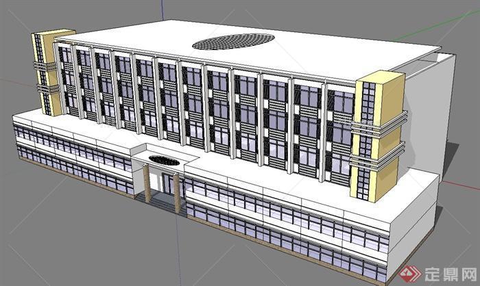 现代风格五层宿舍楼建筑设计SU模型