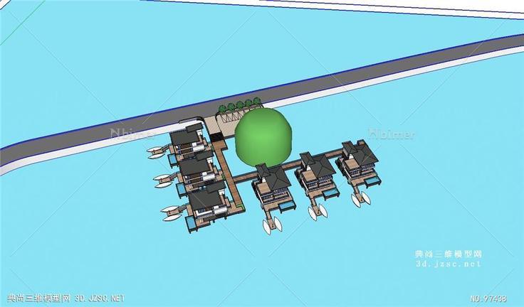 水上别墅的SU模型设计