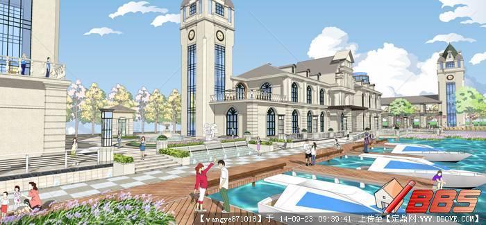 5套商业街模型  湖滨 仿古商业街规划设计