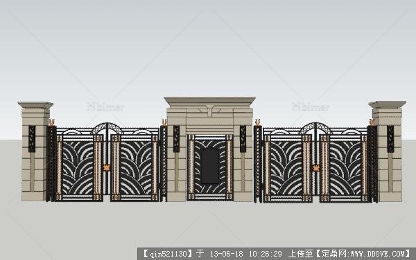 精致的欧式铁艺大门sketchup模型