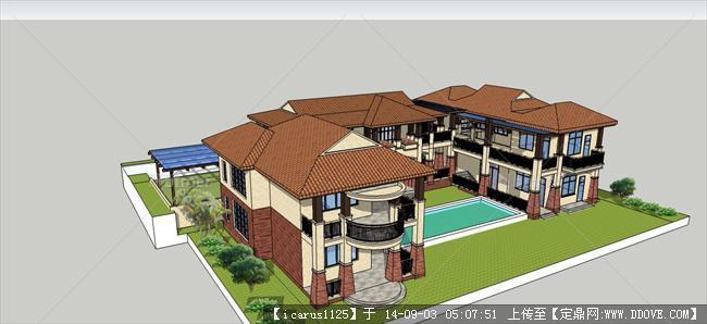 别墅院落建筑规划设计方案su模型