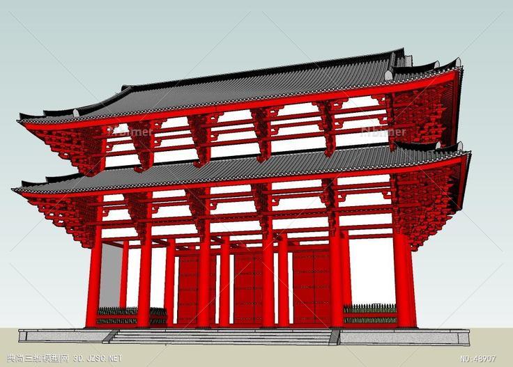 日本古建筑東大寺南大門宗教 su模型 3d