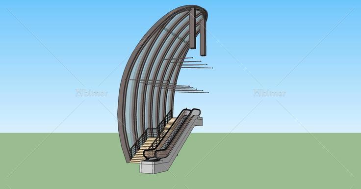 现代风格雨棚及电梯(79322)su模型下载