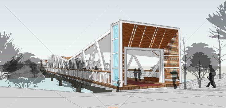 为论坛添砖加瓦~钢构景观桥精细模型