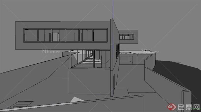 现代风格两层别墅建筑设计SketchUp模型[原创]