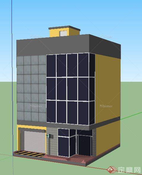 现代简约多层办公楼建筑设计su模型