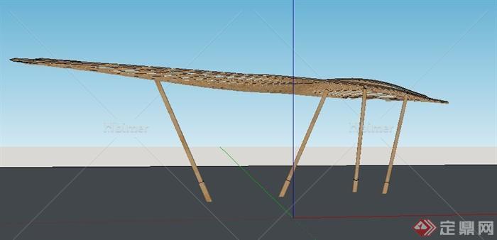 简约叶形顶廊架设计su模型[原创]