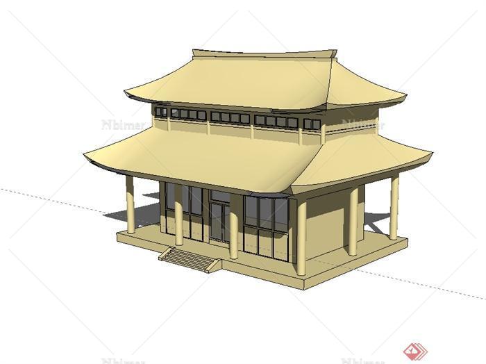 某古典中式风格两层民居建筑su模型[原创]