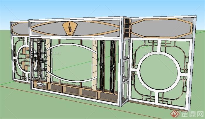 中式风格镂空窗户设计su模型