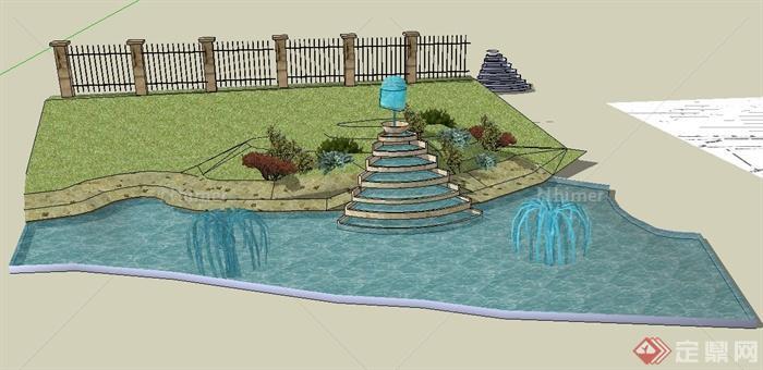 某水景喷泉景观设计SU模型