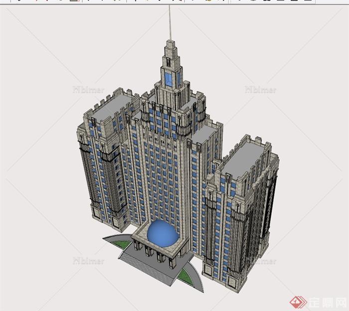 新古典详细办公楼设计su模型[原创]