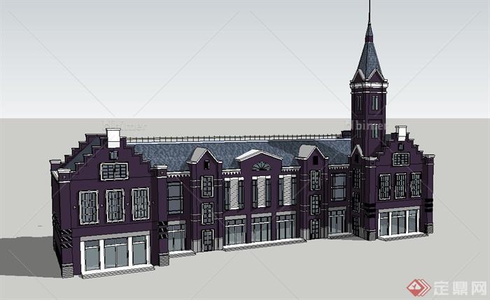 某两层荷兰风格会所建筑设计SU模型