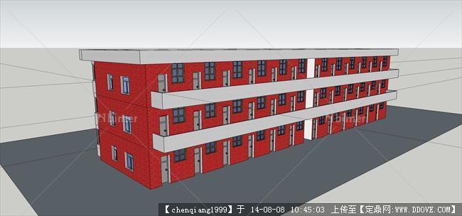 红砖办公楼建筑规划设计方案su模型