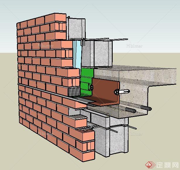 建筑墙体结构节点su模型[原创]