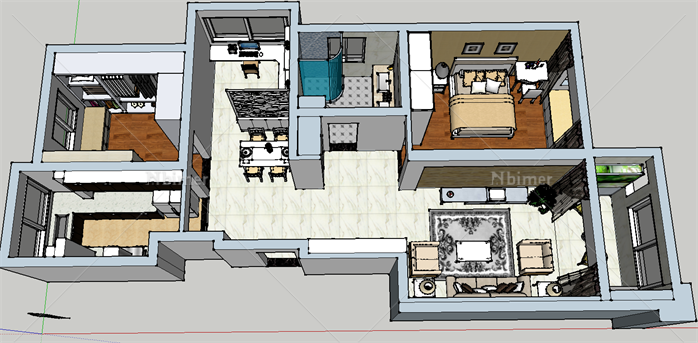 某现代风格住宅空间室内设计SU模型