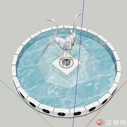 园林景观中式雕塑喷泉水景su模型